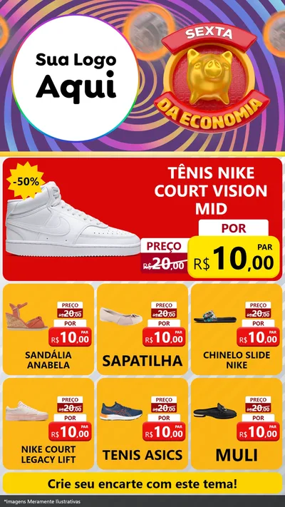 Modelo de Rede Social para Stories com o tema Sexta da Economia para Calçados