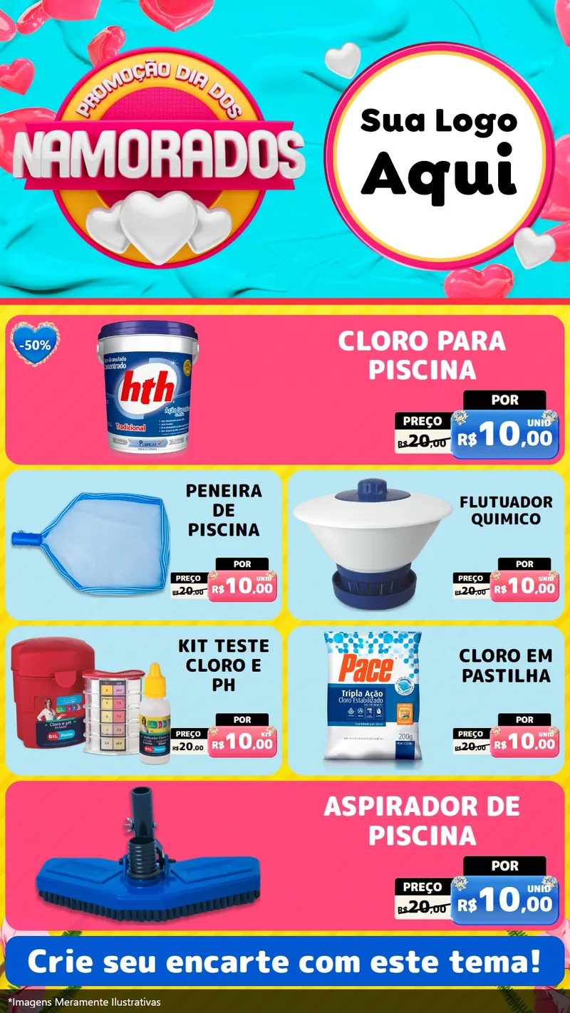 Modelo de TV para TV Vertical com o tema Promoção Dia dos Namorados para Produtos para Piscina