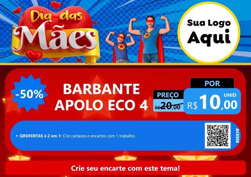 Modelo de Cartaz para Cartaz A4 Horizontal com o tema Dia das Mães para Armarinho e Aviamentos