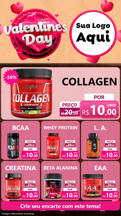 Modelo de Rede Social para Stories com o tema Valentine's Day para Suplementos alimentares