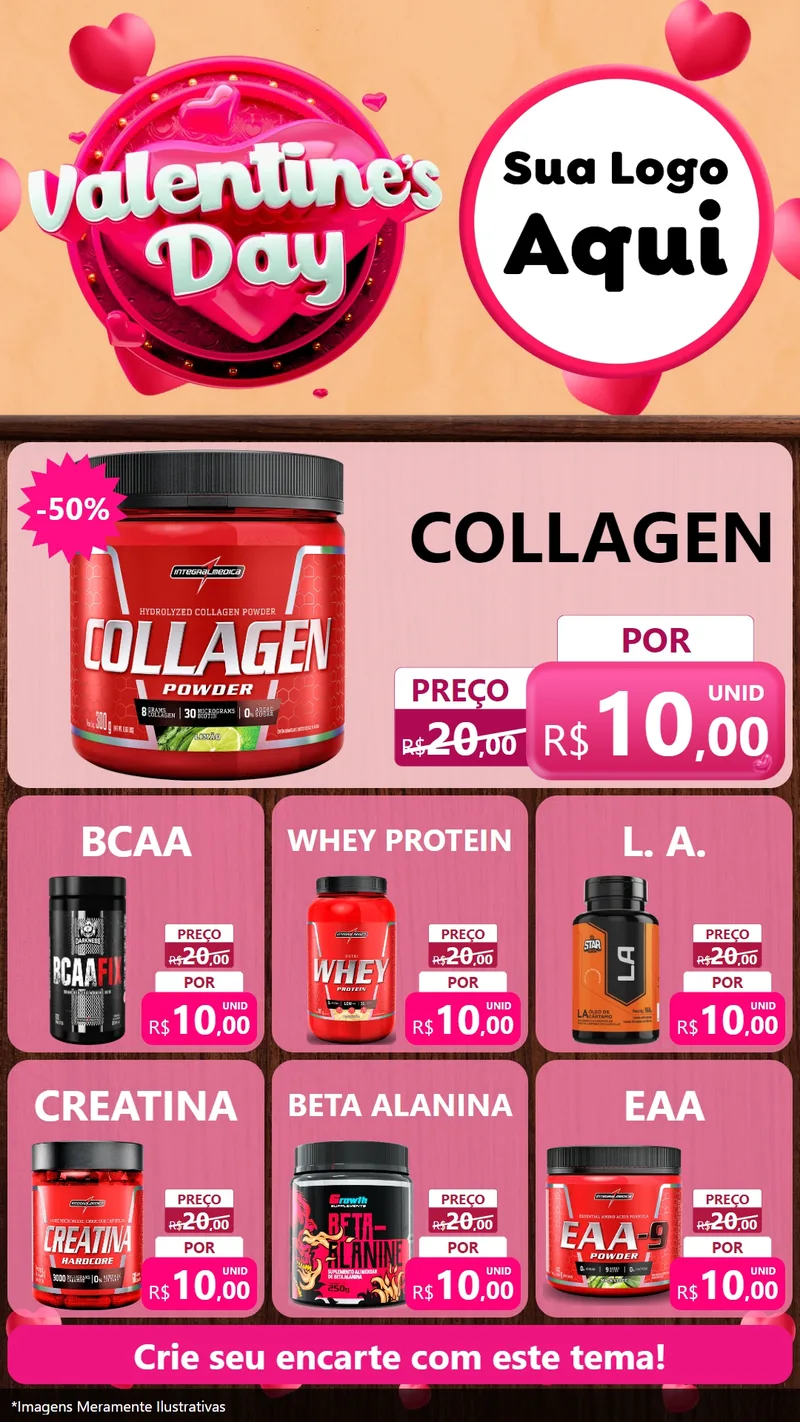 Modelo de Rede Social para Stories com o tema Valentine's Day para Suplementos alimentares