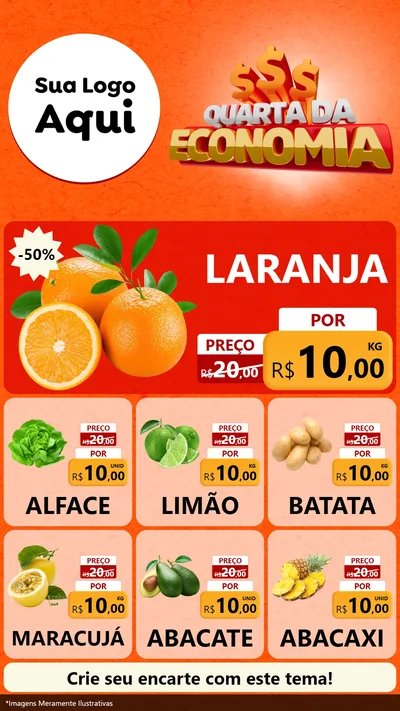Modelo de Rede Social para Stories com o tema Quarta da Economia para Hortifrúti