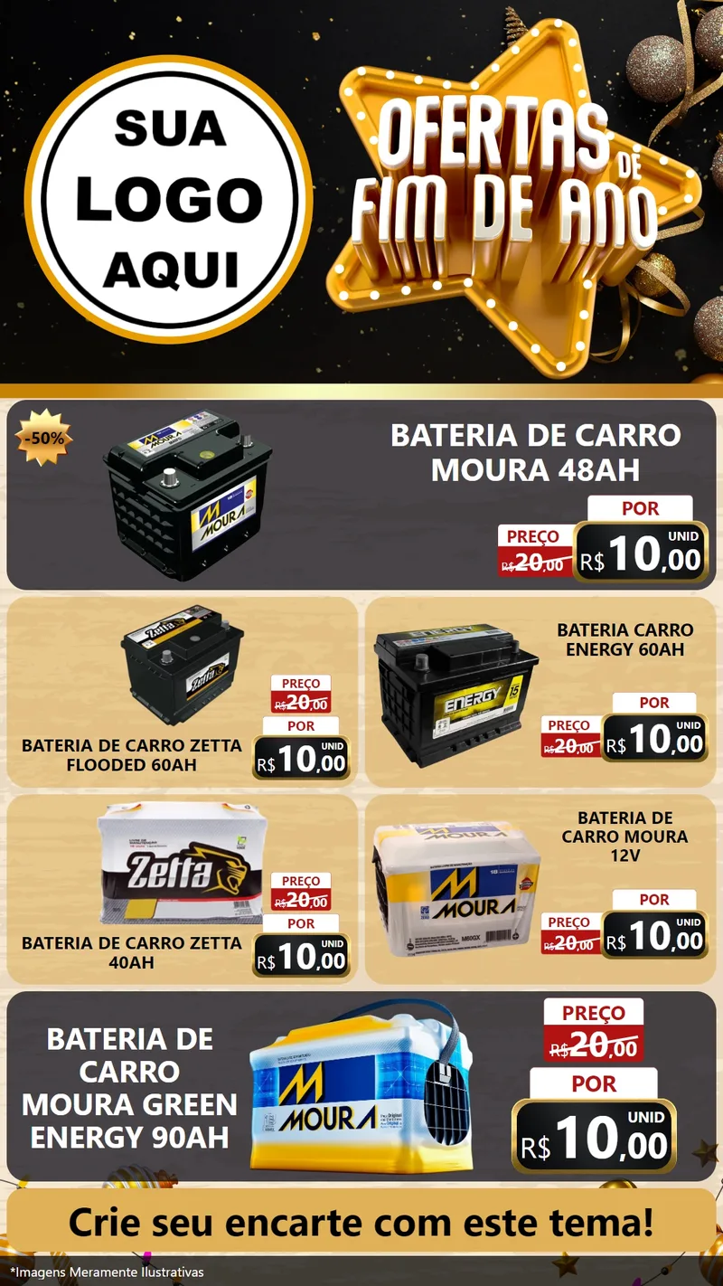 Modelo de TV para TV Vertical com o tema Ofertas de Fim de Ano para Baterias Elétricas