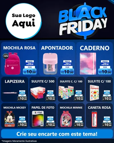 Modelo de Rede Social para Feed Instagram com o tema Black Friday para Papelaria