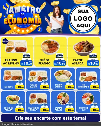 Modelo de Rede Social para Feed Instagram com o tema Janeiro da Economia para Restaurante