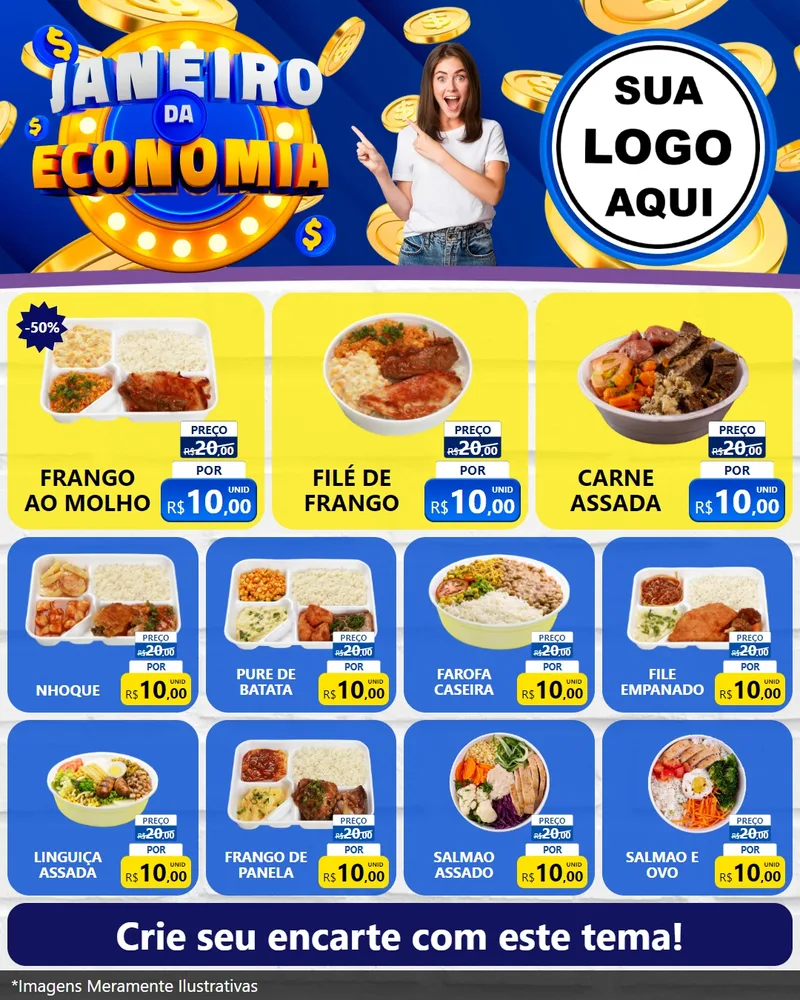 Modelo de Rede Social para Feed Instagram com o tema Janeiro da Economia para Restaurante