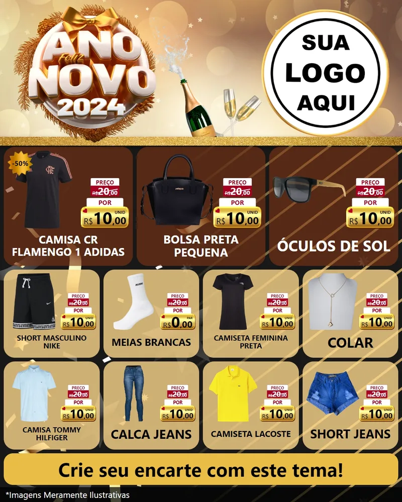 Modelo de Rede Social para Feed Instagram com o tema Feliz Ano Novo 2027 para Roupas e acessórios