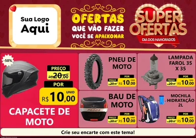 Modelo de Encarte para Encarte A4 Horizontal com o tema Dia dos Namorados para Moto peças