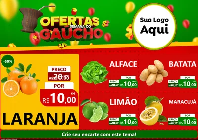 Modelo de Encarte para Encarte A4 Horizontal com o tema Ofertas Semana Do Gaúcho para Hortifrúti