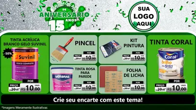 Modelo de TV para TV Horizontal com o tema Promoção de Aniversário - 15 Anos para Tintas e Ferramentas