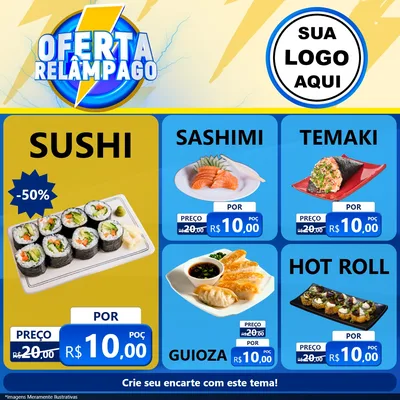 Modelo de Rede Social para Feed Facebook com o tema Oferta Relâmpago para Comida japonesa