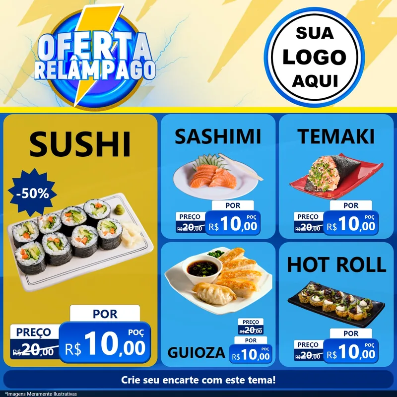 Modelo de Rede Social para Feed Facebook com o tema Oferta Relâmpago para Comida japonesa