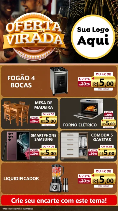 Modelo de TV para TV Vertical com o tema Oferta da Virada para Móveis e Eletro