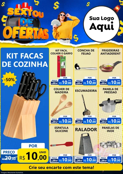 Modelo de Encarte para Encarte A4 Vertical com o tema Sextou de Ofertas para Utilidades Domésticas