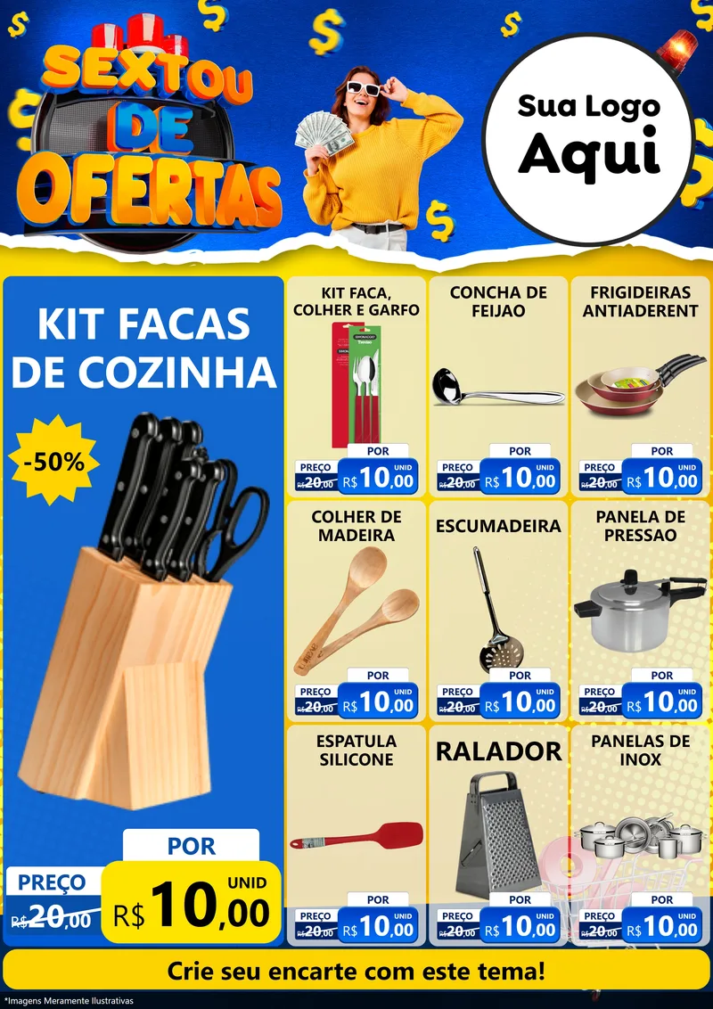 Modelo de Encarte para Encarte A4 Vertical com o tema Sextou de Ofertas para Utilidades Domésticas