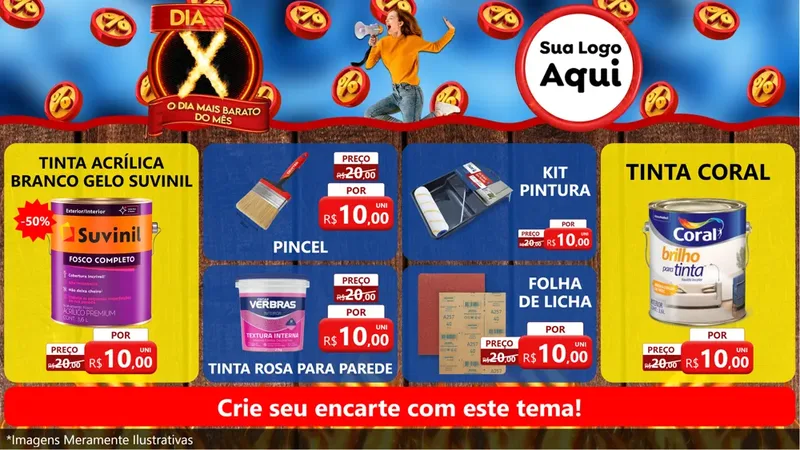 Modelo de TV para TV Horizontal com o tema Dia X - O Dia Mais Barato Do Mês para Tintas e Ferramentas