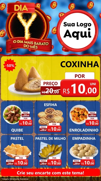 Modelo de Rede Social para Stories com o tema Dia Y - O Dia Mais Barato Do Mês para Salgadaria