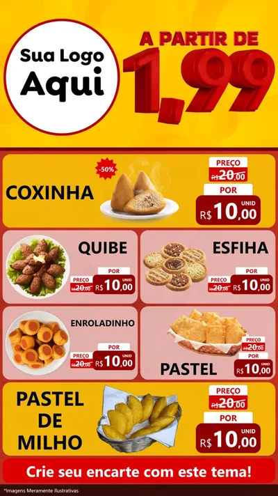 Modelo de TV para TV Vertical com o tema A Partir de Um e Noventa e Nove - 1,99 para Salgadaria
