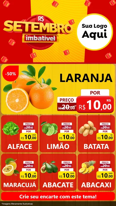 Modelo de Rede Social para Stories com o tema Setembro Imbatível para Hortifrúti