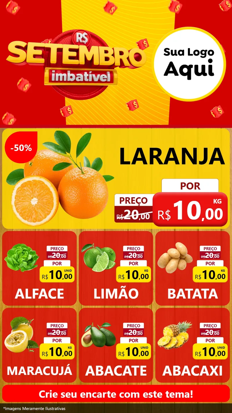 Modelo de Rede Social para Stories com o tema Setembro Imbatível para Hortifrúti