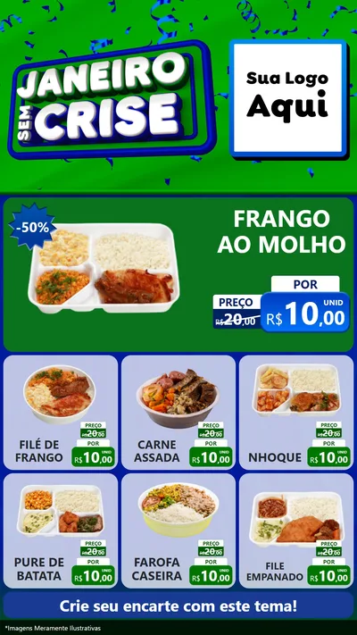 Modelo de Rede Social para Stories com o tema Janeiro Sem Crise para Restaurante
