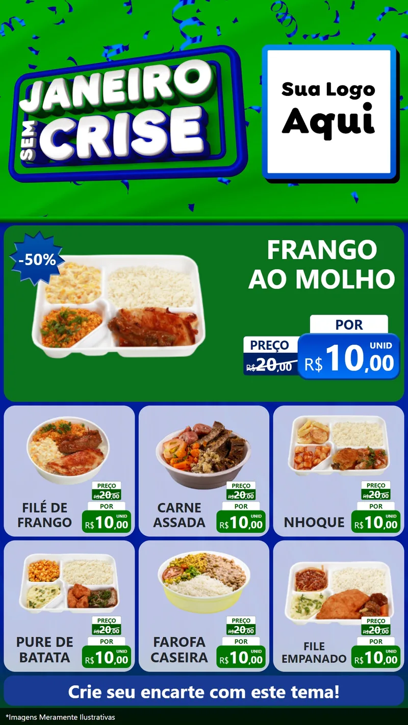 Modelo de Rede Social para Stories com o tema Janeiro Sem Crise para Restaurante