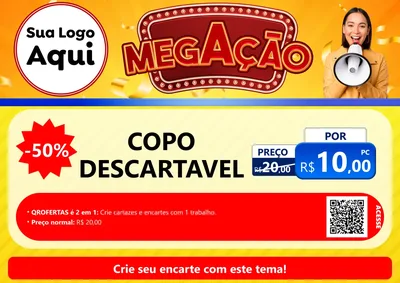 Modelo de Cartaz para Cartaz A4 Horizontal com o tema Mega Ação para Embalagens