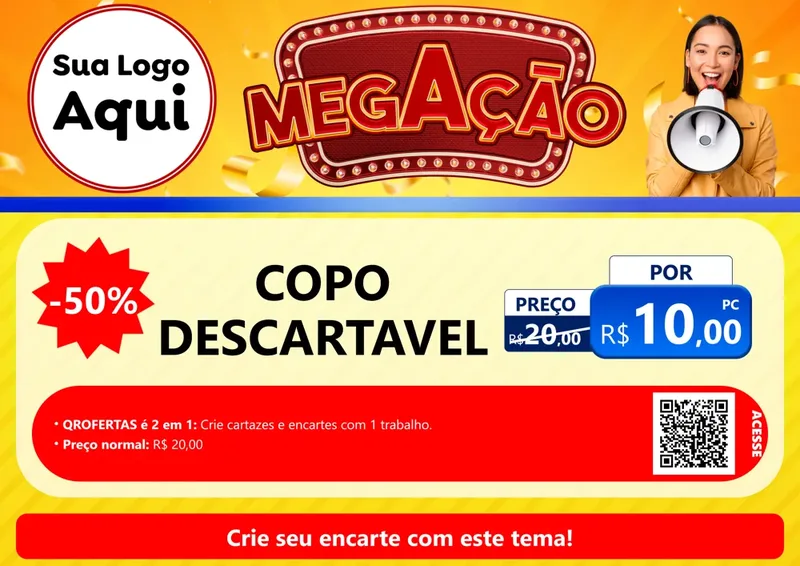 Modelo de Cartaz para Cartaz A4 Horizontal com o tema Mega Ação para Embalagens
