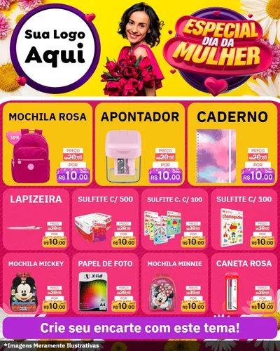 Modelo de Rede Social para Feed Instagram com o tema Especial Dia da Mulher para Papelaria