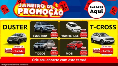 Modelo de TV para TV Horizontal com o tema Janeiro de Promoção para Concessionaria de Carros