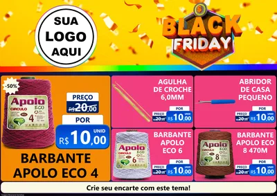 Modelo de Encarte para Encarte A4 Horizontal com o tema Black Friday para Armarinho e Aviamentos