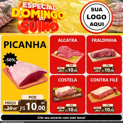 Modelo de Rede Social para Feed Facebook com o tema Especial Domingo do Suíno para Açougue