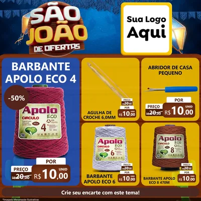 Modelo de Rede Social para Feed Facebook com o tema São João Ofertas Imbatíveis! - Junina para Armarinho e Aviamentos