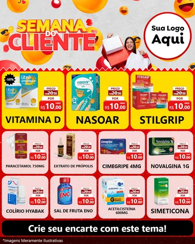 Modelo de Rede Social para Feed Instagram com o tema Semana do Cliente para Farmácia