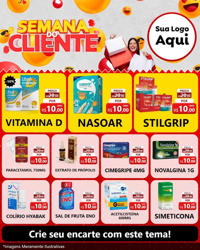 Modelo de Rede Social para Feed Instagram com o tema Semana do Cliente para Farmácia