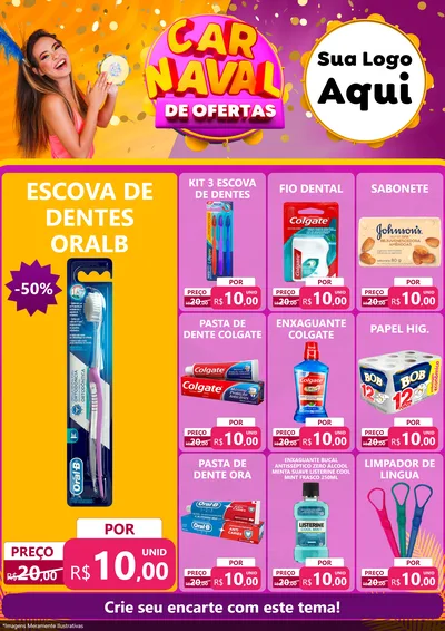 Modelo de Encarte para Encarte A4 Vertical com o tema Carnaval de Ofertas para Higiene Pessoal
