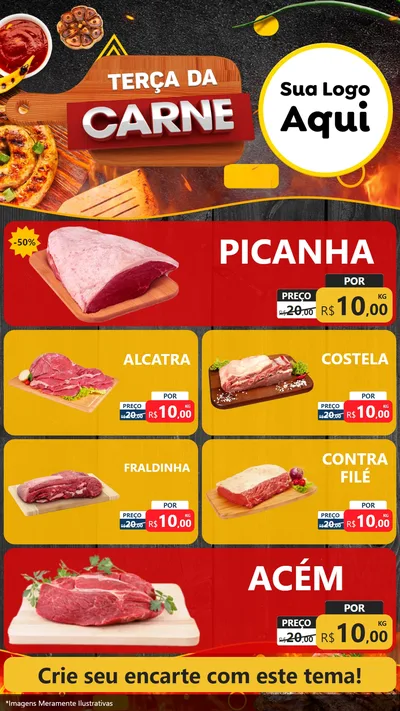 Modelo de TV para TV Vertical com o tema Terça da Carne para Açougue