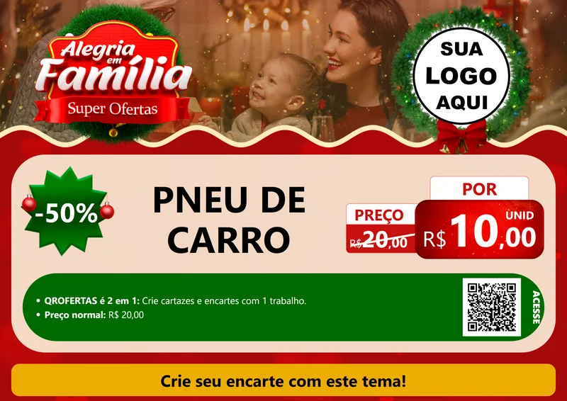 Modelo de Cartaz para Cartaz A4 Horizontal com o tema Alegria Em Família - Super Ofertas para Auto peças
