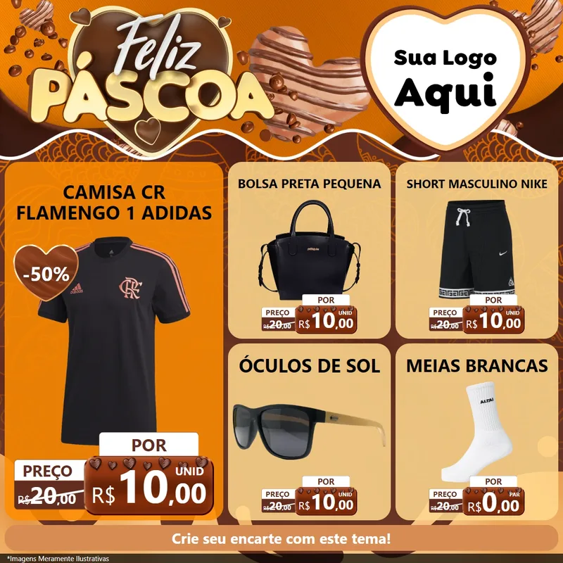 Modelo de Rede Social para Feed Facebook com o tema Feliz Páscoa para Roupas e acessórios