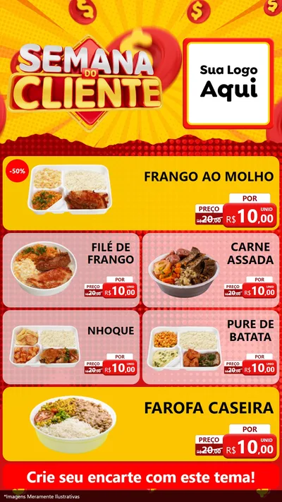 Modelo de TV para TV Vertical com o tema Semana do Cliente para Restaurante