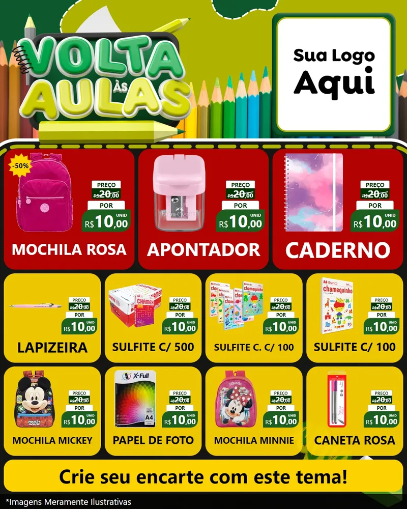 Modelo de Rede Social para Feed Instagram com o tema Volta às Aulas para Papelaria