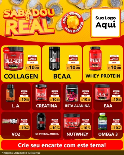 Modelo de Rede Social para Feed Instagram com o tema Sabadou do Real para Suplementos alimentares