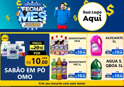 Modelo de Encarte para Encarte A4 Horizontal com o tema Operação Fecha Mês, Junho para Produtos de Limpeza