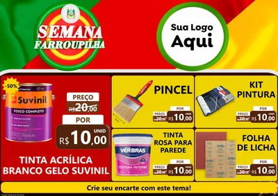 Modelo de Encarte para Encarte A4 Horizontal com o tema Semana Farroupilha para Tintas e Ferramentas