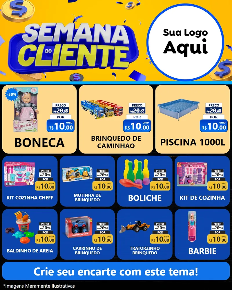 Modelo de Rede Social para Feed Instagram com o tema Semana do Cliente para Brinquedos