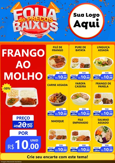 Modelo de Encarte para Encarte A4 Vertical com o tema Folia de Preços Baixos para Restaurante