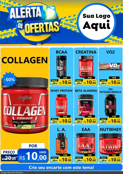 Modelo de Encarte para Encarte A4 Vertical com o tema Alerta de Ofertas para Suplementos alimentares