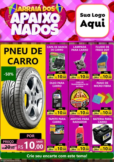 Modelo de Encarte para Encarte A4 Vertical com o tema Arraiá dos Apaixonados para Auto peças
