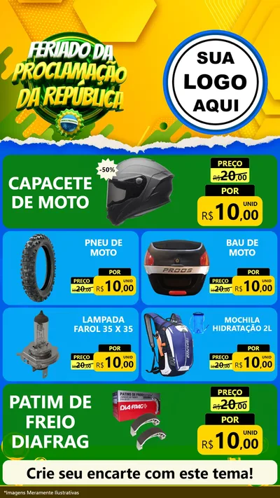 Modelo de TV para TV Vertical com o tema Feriado da Proclamação da República para Moto peças