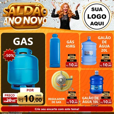 Modelo de Rede Social para Feed Facebook com o tema Saldão de Ano Novo para Água e gás